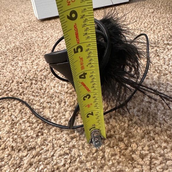 Olivia Ferragamo Black Strap Heels With Fur Size 10 - Picture 6 of 6